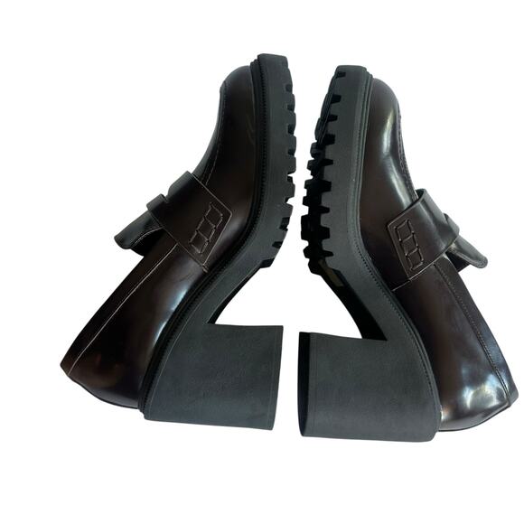 Aldo Brown Chunky Heel Loafers Womens Size 8.5 Block Platform Lug Sole Y2K 90s - Picture 7 of 10